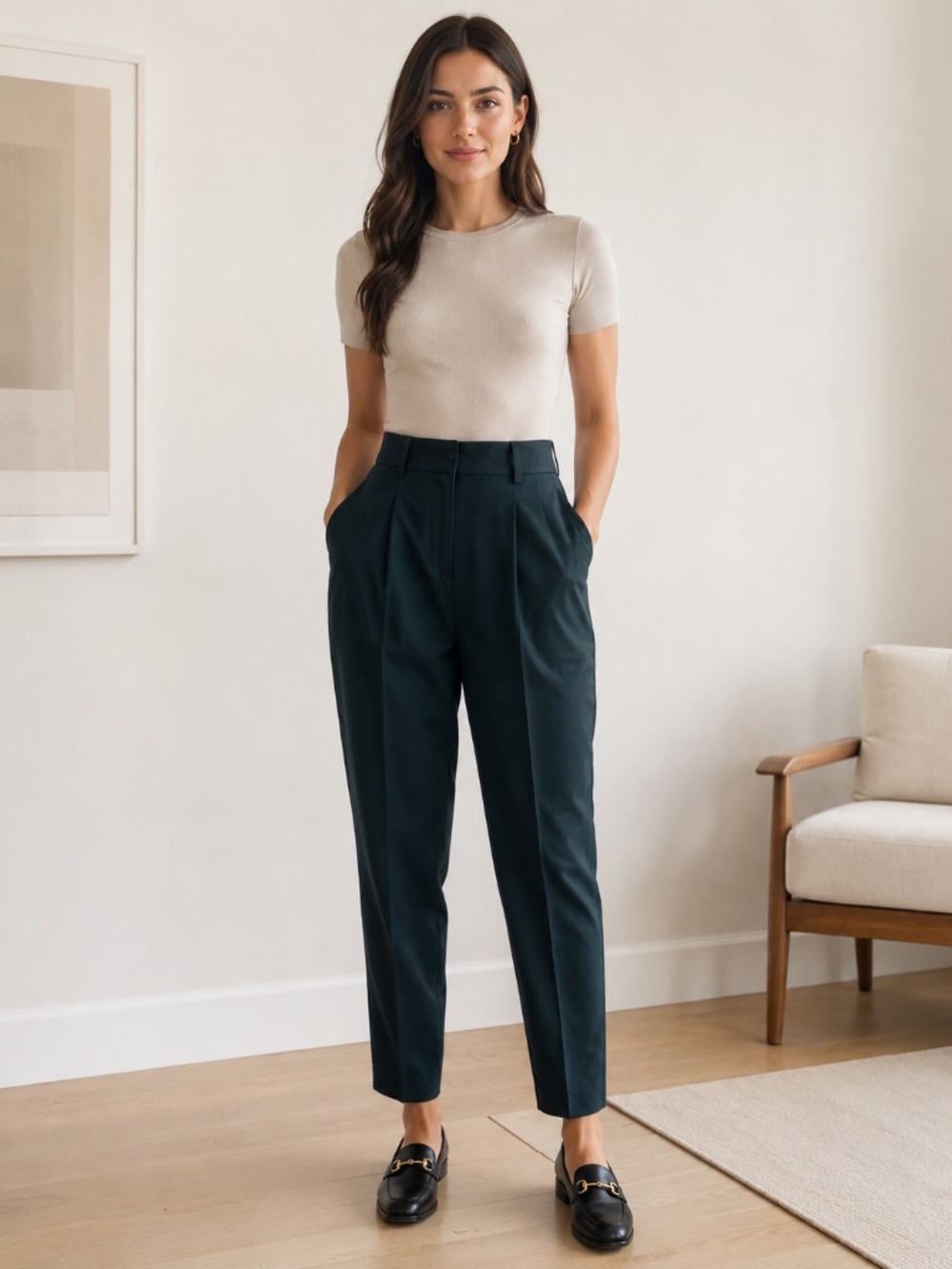 Isabel Marant Pants Women's FR 36 US 4 Dark Teal High Rise Pleated Tapered